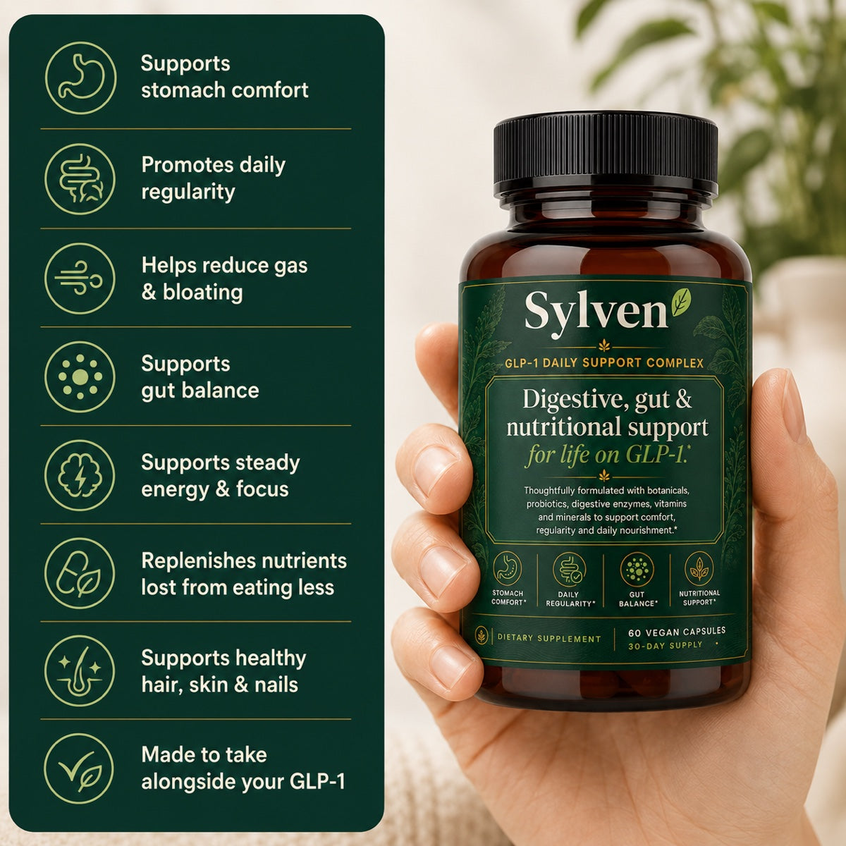 Sylven benefits: stomach comfort, regularity, gut balance, energy and more